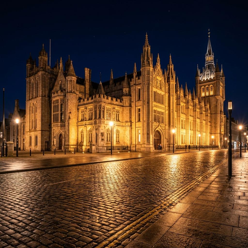 Cityscape of Aberdeen featuring Marischal College granite architecture